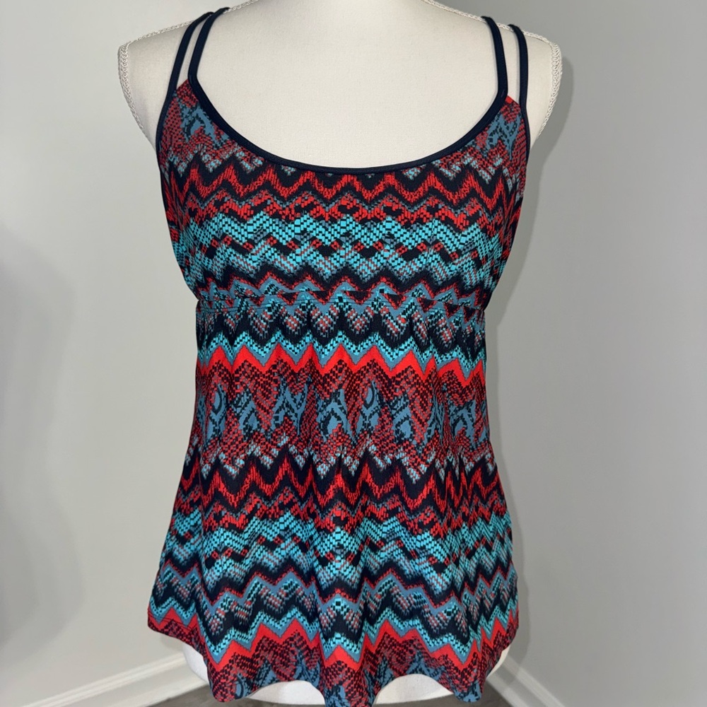 Mossimo Zigzag Strappy Racerback Tank Top Large‎ Colorful Athleisure